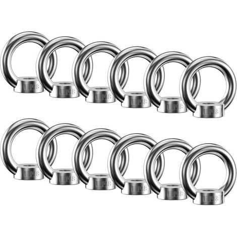 Filiyano-Lot de 12 écrous annulaires, écrous annulaires en acier inoxydable 304, écrous à œil M8, anneaux de levage, boulons à œil pour accessoires de (1/5)