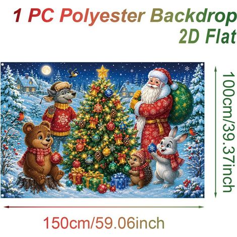 Bannière décorative de Noël 2026, fond de fête de Noël, tissu suspendu pour le commerce extérieur, bannière d'intérieur - 100 x 150 cm - 1