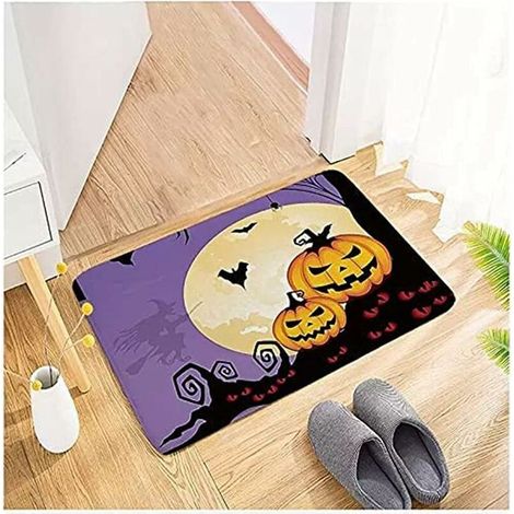 Impression Flanelle, Couverture Bienvenue Home Porte Avant Halloween Décor, Tapis de porte Tapis antidérapant en plein air carpe extérieure, tapis de moquette absorbant de salle de bain, 40 60cm (1/5)