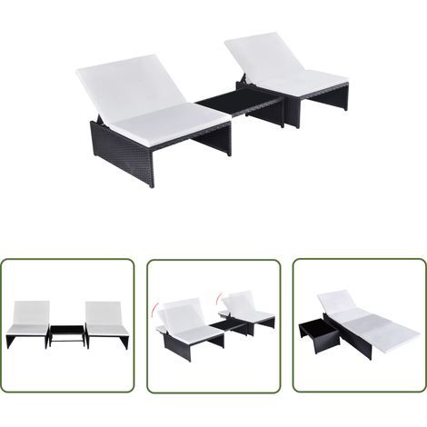 The Living Store Chaises inclinables de jardin lot de 2 et table résine tressée - Chaise De Jardin Inclinable - Fauteuil De Jardin - Transats - Mobilier De Jardin - Ensemble Salon De Jardin (1/5)