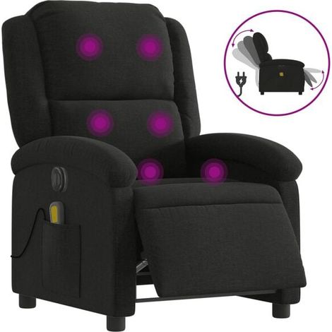 Fauteuil de massage électrique inclinable en tissu noir (1/5)