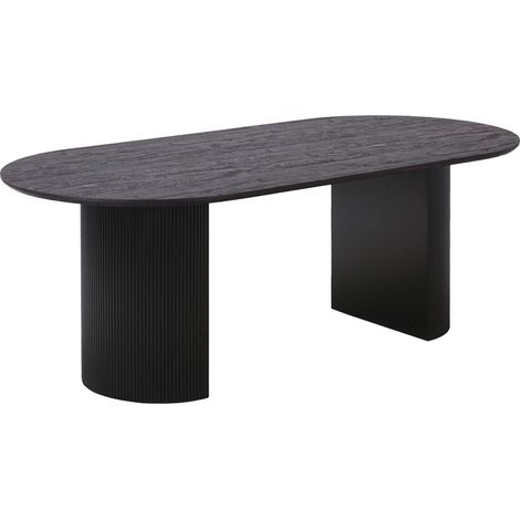 ANKARA - Table repas Ovale Pieds Relief MDF Effet bois foncé (1/5)