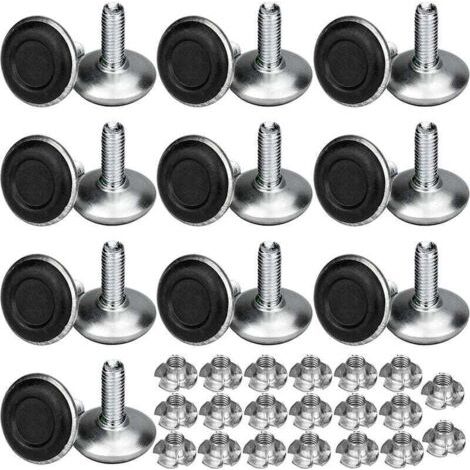 Lot de 20 pieds de meuble réglables en métal M8 x 20 mm, pieds de nivellement pour table avec écrous fraisés (1/3)