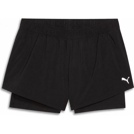 Pantalones cortos Puma S WOVEN 2 en 1 para mujer, color negro, 52772301, talla XS (1/5)