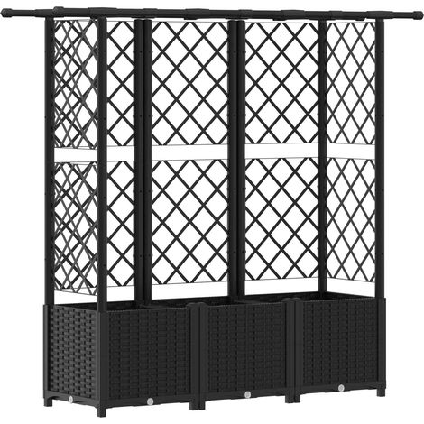 Fioriera da giardino Letto Rialzato con Griglia e Tetto Nero 163,5 x 40 x 136 cm PP (1/5)