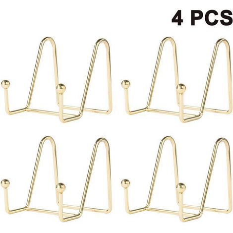 Support pour plaque d'affichage 8 cm - Support pour cadre photo en métal - Pour œuvres d'art de bureau (lot de 4 dorés)