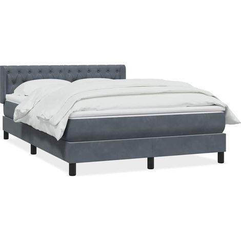 Maison Exclusive - Giroletto a Molle con Materasso Grigio Scuro 160x210 cm Velluto (1/5)