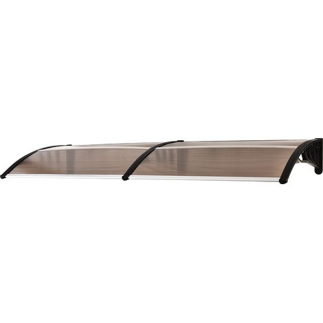Auvent de porte en polycarbonate marron 75 x 195 x 23 cm - protection solaire et pluie (1/5)