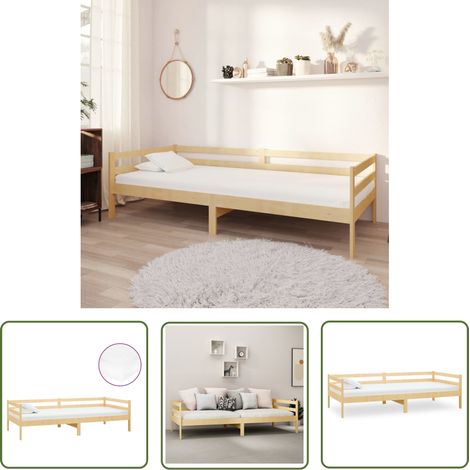 The Living Store Tagesbett mit Matratze 90x200 cm Kiefer Massivholz - Tagesbett - Gästebett - Holzbett - Kiefernholz - Doppelbett (1/5)