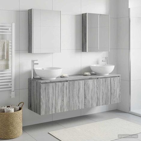 vidaXL Bathroom Cabinet Set 5 pcs Grey Sonoma Engineered Wood (1/5)