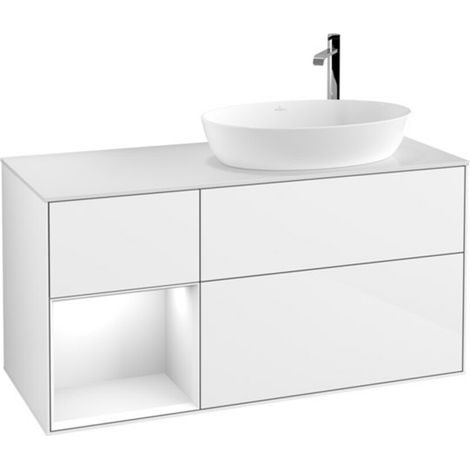 V&B Waschtischunterschrank Wandbeleuchtung Finion 120cm, Pl w m, Rg g wh. Lac, glo wh. Lac (1/2)