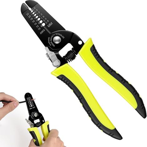 Pinces à décapage, Pinces électriques à décapage avec poignée antidérapante, Pinces à cable pour 10-22 AWG, 18cm (1/5)