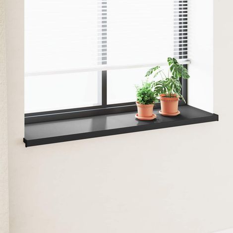 vidaXL Appui de fenêtre Noir avec grain de bois 120 x 45 x 4,5 cm PVC (1/5)