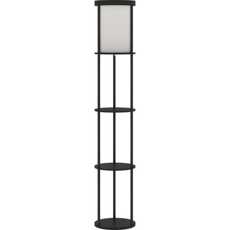 Lampada da Terra LED con Ripiani Rotondi Ø29 x 158A cm Paralume in Tessuto Interruttore a Pedale e Telecomando Nero (1/5)
