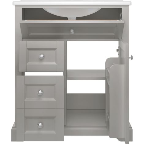 Mobile bagno da terra con lavabo in ceramica 76 x 46 x 87 cm grigio MDF (1/5)