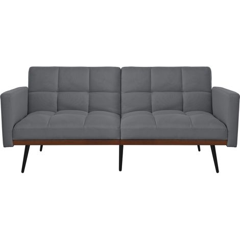 FurnitureR Canapé lit 2 places dossier réglable canapé tissu lin convertible canapé salon multifonction pour petit espace, Gris (1/5)