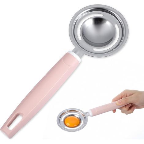 Séparateur d'œufs en acier inoxydable de 20,5 cm - Avec poignée rose - Séparateur de jaune d'œuf durable avec longueur pour la cuisson, la cuisine et la préparation culinaire (1/5)