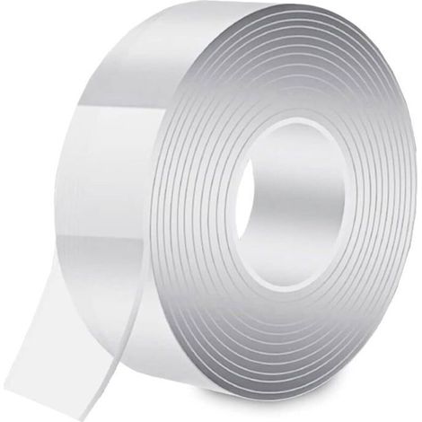 HOXILEELEORuban adhésif double face transparent 3M, nano tape extra fort, lavable et réutilisable, pour tapis et photos sans percer (1/4)