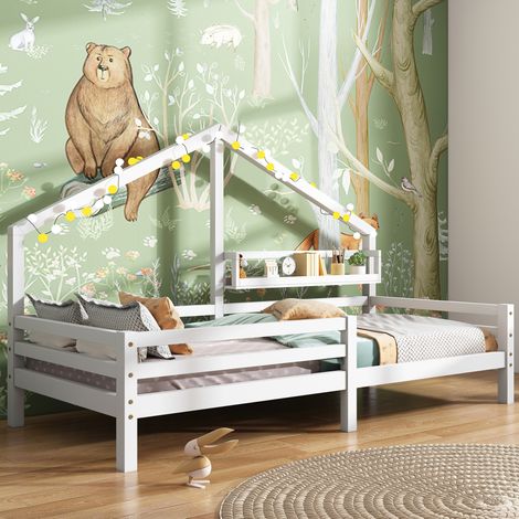 letto contenitore 90x200 casa legno bianco sicurezza HAVRYA (1/5)