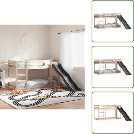 Lit superposé avec toboggan et échelle sans matelas 90x190 cm - Lit Superpose - Lit Enfantine - Lit Mezzanine - Lit Avec Toboggan - Lit Design Enfant