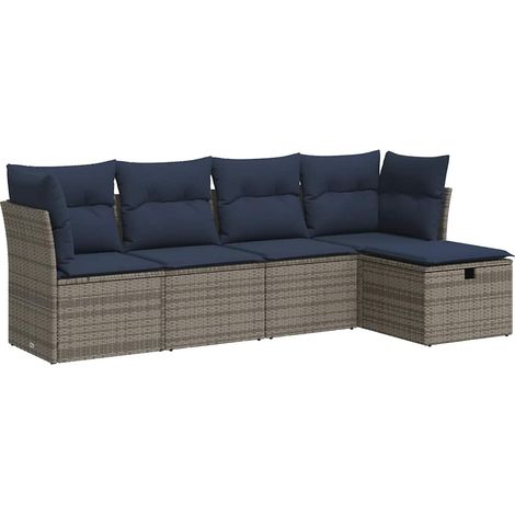 Maison Exclusive - 5-tlg. Garten-Sofagarnitur mit Kissen Grau Pol