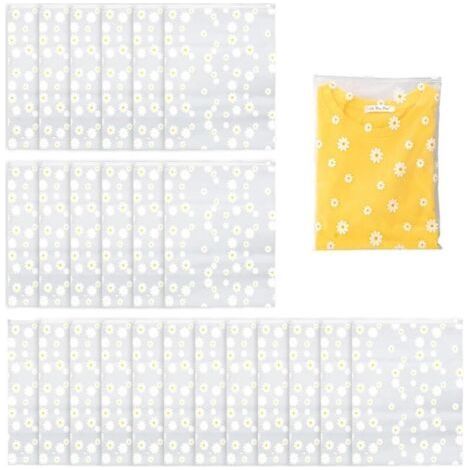 25 Pièces Sac Plastique Vetement, Réutilisable Sac Zippé Transparent, 20 x 30 cm Sac Zipper Voyage, Motif-Marguerites Pochette Zip, pour Vêtements, Chaussures et Chaussettes (1/5)