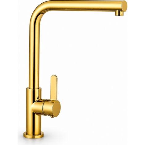 Rubinetto Cucina Oro Lucido Canna Alta Quadrata Girevole Miscelatore Lavello 94028