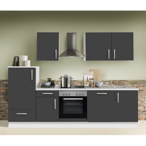 Küche Premium Schiefer grau 280cm MANCHESTER-87 inklusive E-Geräte & Geschirrspüler (1/5)