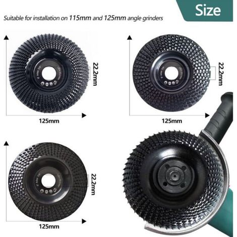 Disque bois pour meuleuse - - 125 mm - 3 pièces - Arbre 22,2 mm - Acier au carbone - Chromé (1/4)
