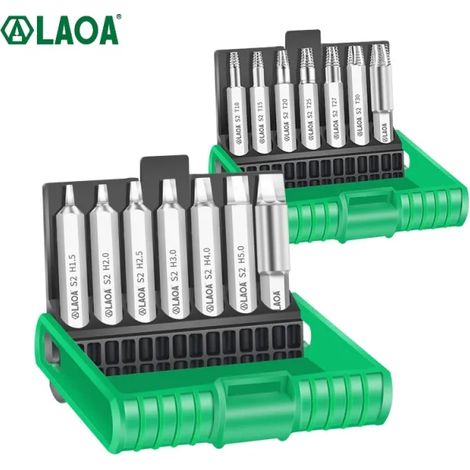 LAOA – 7 pièces d'extracteur de vis, Jeu d'extracteur de Vis Dépouillé, forets pour Boulons ou Vis Endommagés, outil de retrait d'extracteur, facile à sortir, outils de démontage de vis à haute résist (1/5)