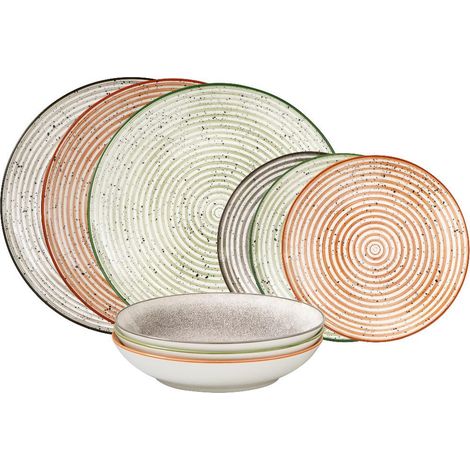 Servizio di Piatti da Tavola in Ceramica Earth Circle 18 Pezzi (1/3)