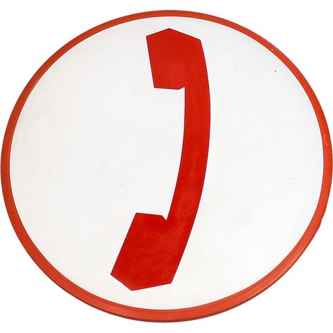SEÑAL VINTAGE AUTENTICA CARTEL TELEFONO EN CHAPA Rojo y Blanco - diámetro 48cm profundidad 3cm
