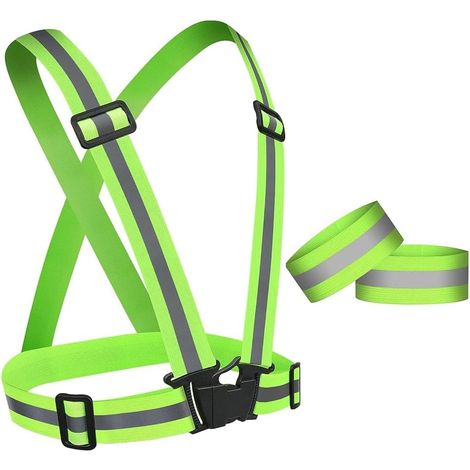 Gilet de Sécurité vélo et 4 Pièces Bracelets Polyester Réglable Elastique pour Course/Faire du Vélo/Enfant/Unisexe (1/5)