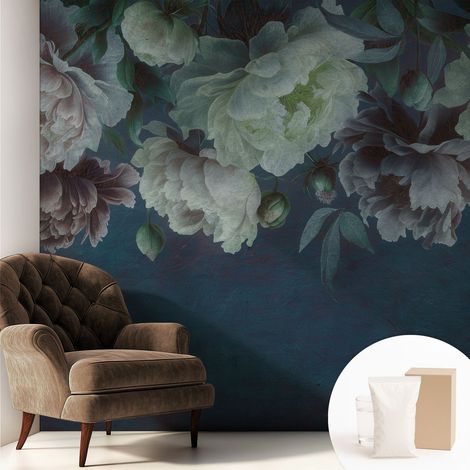 Tapete Vliestapete mit Kleber - trendige Wanddeko - elegant Fototapete für Wohnzimmer - Schlafzimmer Blumige Eleganz 250x250 cm (1/5)