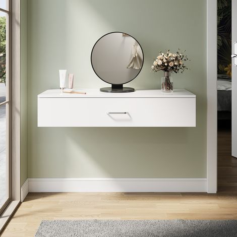 ELEGANT Dressing Table, Single Table High Gloss Dressing Cabinet with 1 Large Drawers, Modern Design Applicable to Multiple Scenarios, White, 1000×380×200mm