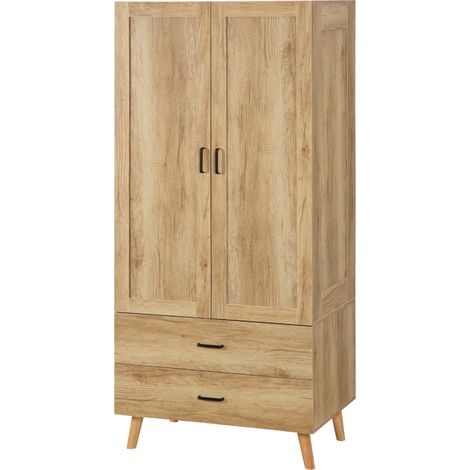 Armoire de rangement 2 portes et 2 tiroirs avec penderie - 80 x 54 x 180 cm (1/5)
