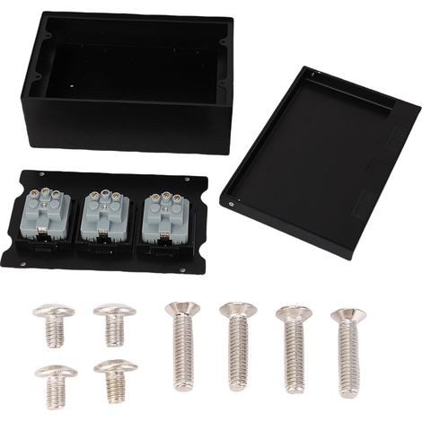 Prise encastrée au sol avec couvercle rabattable, 2 prises à broches, 4 kW, kit de boîte de prise intégrée en acier inoxydable, noir