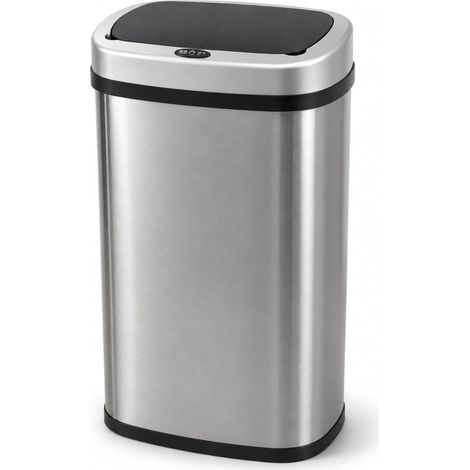 Poubelle en acier inoxydable 60 litres - Poubelle avec capteur de mouvement et couvercle Soft Close (Argent) (1/5)