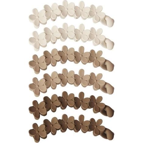 (Khaki, Cremeweiß, Braun) Set mit 6 Haarspangen – Marke unbekannt – Blumenmuster – Rutschfest – Verschiedene Farben – 10 x 2 x 2 cm (1/4)