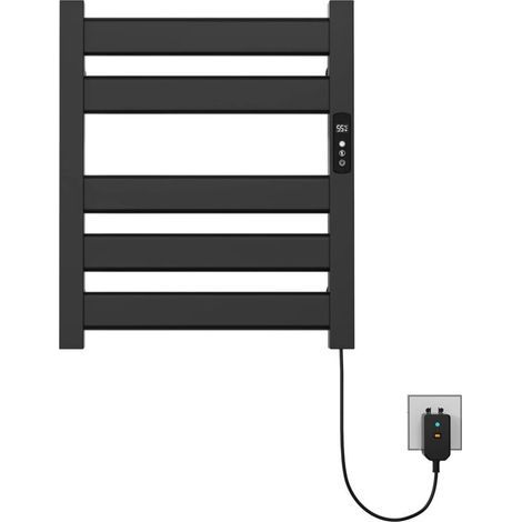 Sèche-Serviette Électrique Noir Mat, 180 W Chauffe-Serviettes 500x550mm Porte-Serviettes Chauffant Électrique Mural Température Constante Intelligente Radiateur de Salle de Bain (1/4)