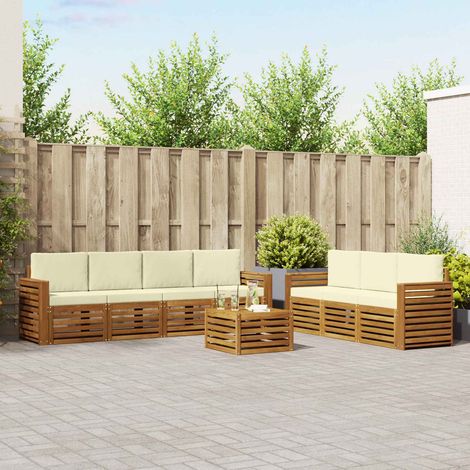 Sofagarnituren 8 pcs Natur und Creme Massivholz Akazie