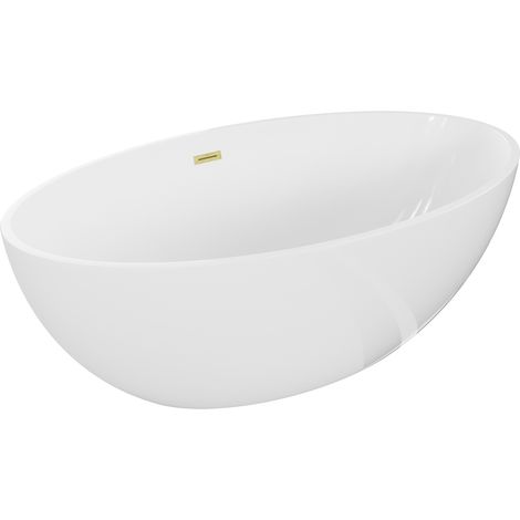Mexen Nike bañera independiente 175 x 100 cm, blanca, rebosadero dorado cepillado - 54071751000-55 (1/5)