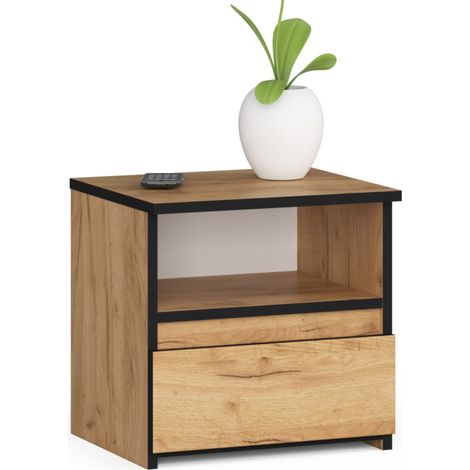 Table de chevet AKORD CL1 Chêne Craft 40 cm 1 tiroir façade Chêne Craft 1 étagère 40x35x40 cm
