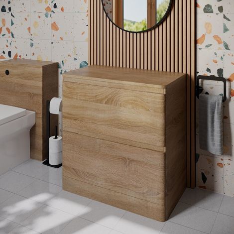 Bathroom Cloakroom Vanity Unit 800mm Freestanding Cabinet Storage Drawers Wood (1/5)
