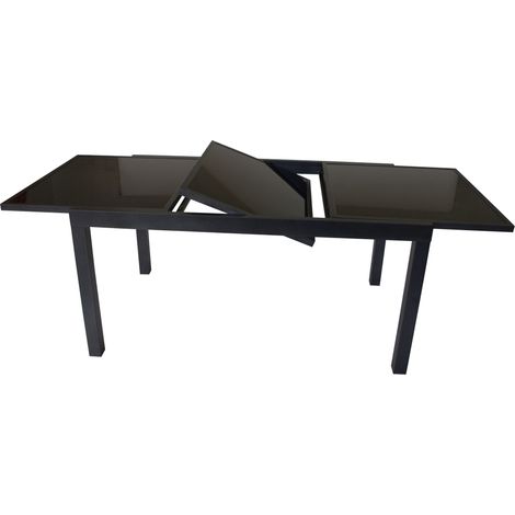 Ausziehtisch TORINO 180/240x100cm, Aluminium + Glas schwarz (1/5)