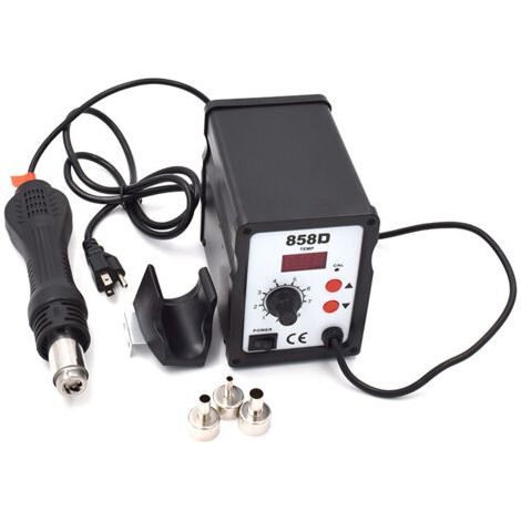 Station de soudage à air chaud 700W – Température 100-480°C – Débit d'air 120 l/min – 3 buses pour BGA, SOIC, CHIP, QFP, PLCC (1/5)