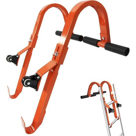 Lot de 2 Stabilisateurs d’Échelle Crochets Droits en Acier, Accessoire Anti-Dérapant à Roulettes pour Sécuriser l’Échelle sur les Toits sans Dommage (1/4)