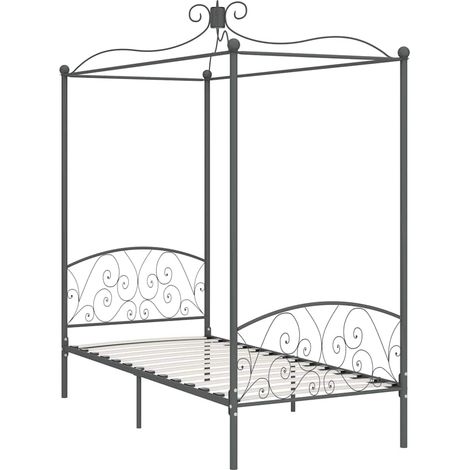 Maison Exclusive - Letto a Baldacchino Grigio in Metallo 100x200 cm (1/5)