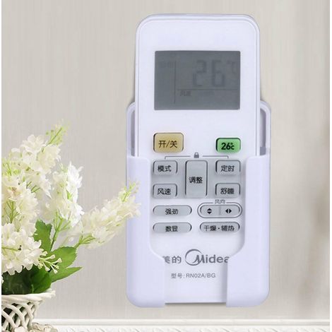 Télécommande, télécommande de porte TV, boîte de rangement de télécommande universelle pour climatiseur mural, matériau durable blanc, lot de 2 (1/2)