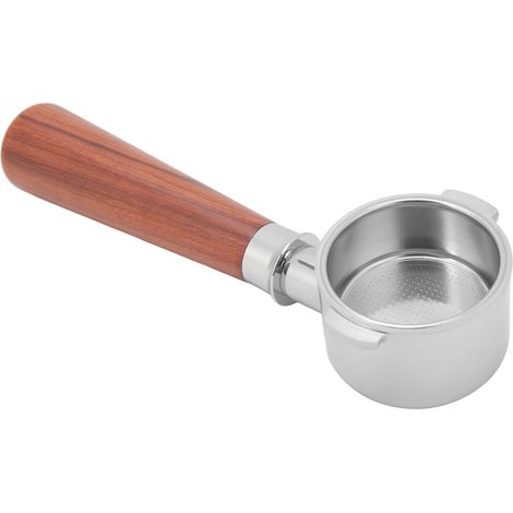 Kaffeefilter-Siebträger aus Edelstahl (51 mm), bodenlos, mit Holzgriff, passend für die Kaffeemaschine ECO310, aus A1-Rosenholz (1/5)